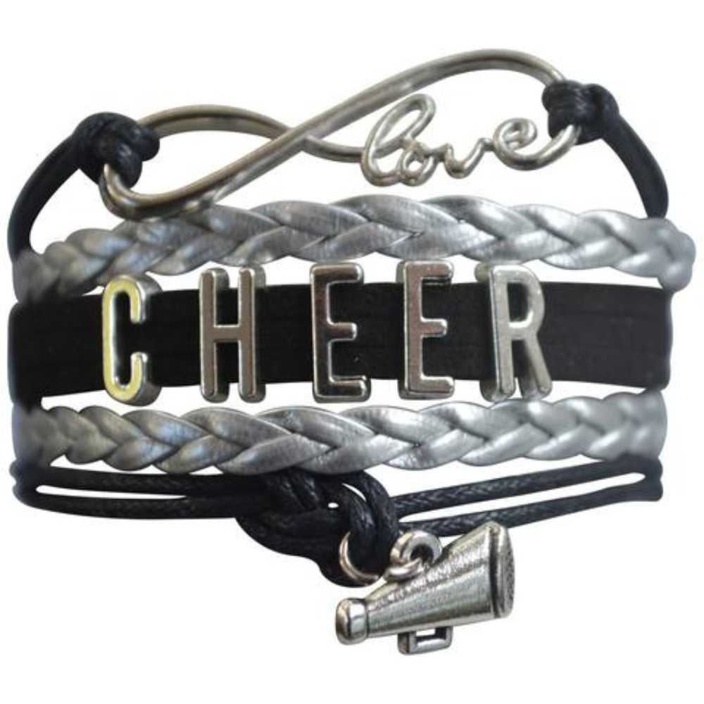 Girls Cheer Bracelet - Black & Silver
